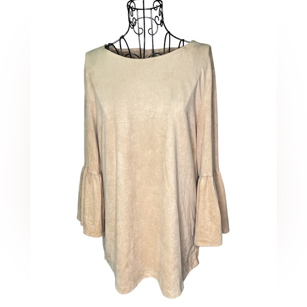 Grace Elements Beige Bell Sleeve Blouse | Elegant & Timeless Beauty Size Small